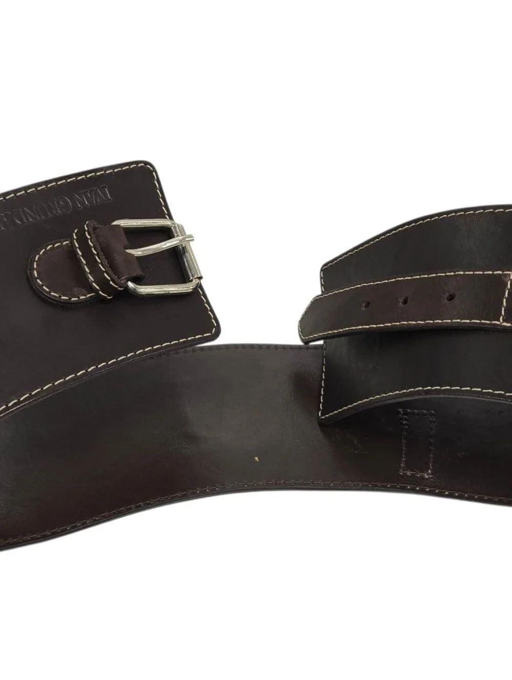 Ivan Grundahl Dark Brown Leather Oversized Belt Sz 08